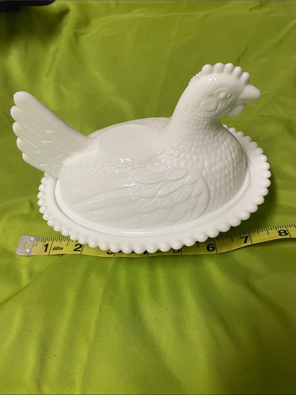 Vintage Indiana White Milk Glass Hen on Nest Dish